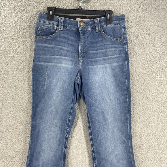 Democracy Jeans Womens 10 Blue Bootcut Frayed Hem Stretch Denim Ab Technology - Picture 9 of 14